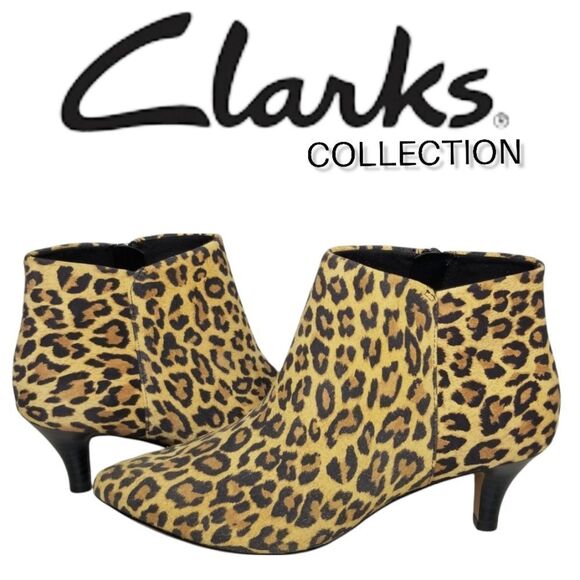 Clarks Collection Linvale Sea Booties Leopard Print Womens Brown 6M Leather - Picture 11 of 11